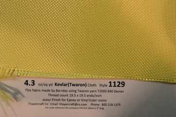 Kevlar Plain Weave Fabric - 1 yd Roll