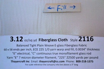 3.12 osy Tight Weave balanced style 2116 fiberglass cloth