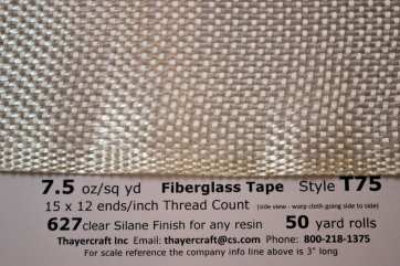 9 7.5 oz Fiberglass Tape T75 with 627 Silane Finish - Fiberglass Cloth  Supply and Education